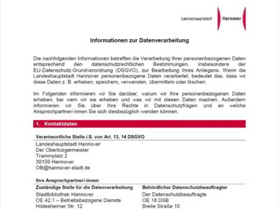 Infoblatt zur Datenverarbeitung